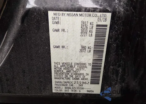 2018 Nissan Altima 2.5 Sv z USA, uszkodzony, nr VIN 1N4AL3AP6JC255962